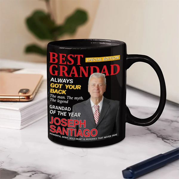 Custom Photo Best Grandpa Papa Magazine - Personalized Mug