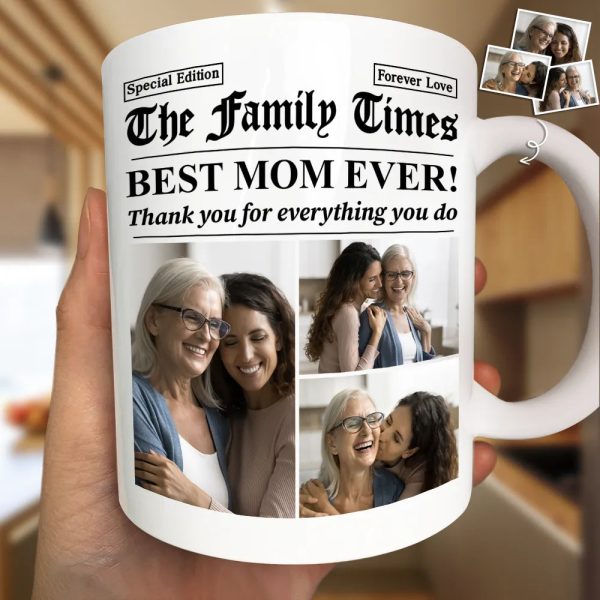 Custom Photo Best Mom Dad Ever Newspaper Theme - Personalized Mug Custom Photo Best Mom Dad Ever Newspaper Theme - Personalized Mug