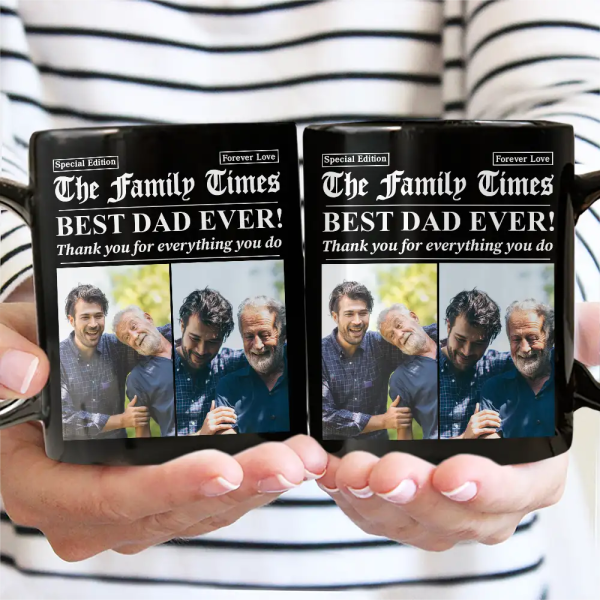 Custom Photo Best Mom Dad Ever Newspaper Theme - Personalized Mug Custom Photo Best Mom Dad Ever Newspaper Theme - Personalized Mug