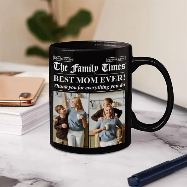 Custom Photo Best Mom Dad Ever Newspaper Theme - Personalized Mug Custom Photo Best Mom Dad Ever Newspaper Theme - Personalized Mug