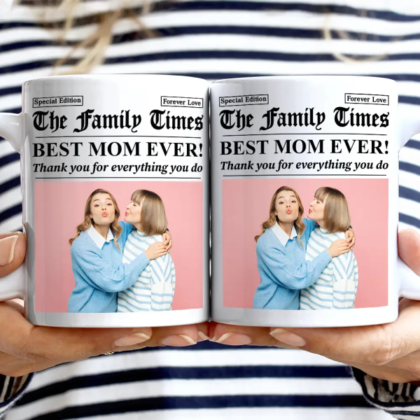 Custom Photo Best Mom Dad Ever Newspaper Theme - Personalized Mug Custom Photo Best Mom Dad Ever Newspaper Theme - Personalized Mug