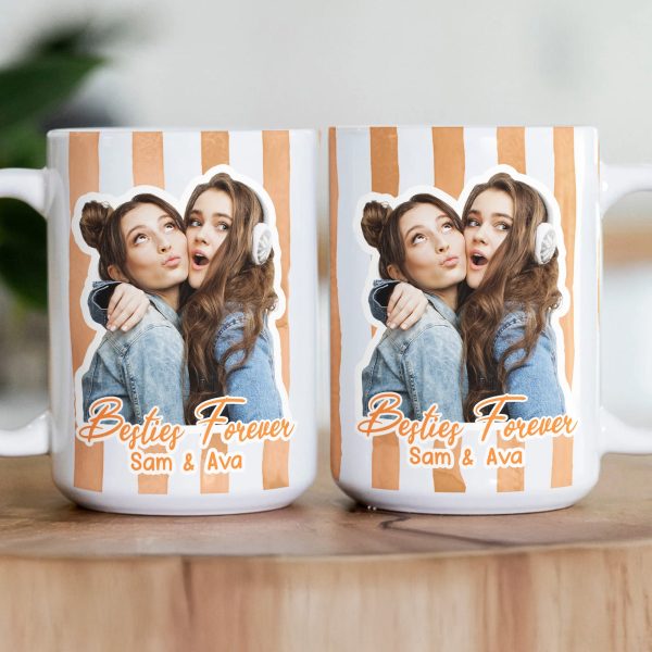Custom Photo Bestie Mug Stripe Besties Picture - Personalized Photo Mug Custom Photo Bestie Mug Stripe Besties Picture - Personalized Photo Mug