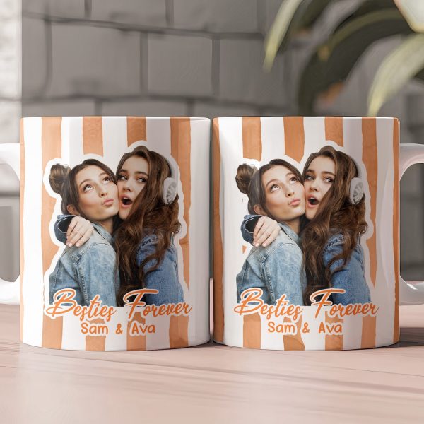 Custom Photo Bestie Mug Stripe Besties Picture - Personalized Photo Mug Custom Photo Bestie Mug Stripe Besties Picture - Personalized Photo Mug