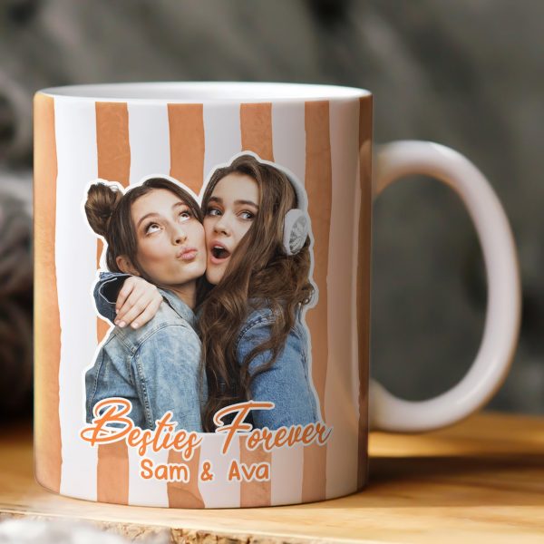 Custom Photo Bestie Mug Stripe Besties Picture - Personalized Photo Mug Custom Photo Bestie Mug Stripe Besties Picture - Personalized Photo Mug