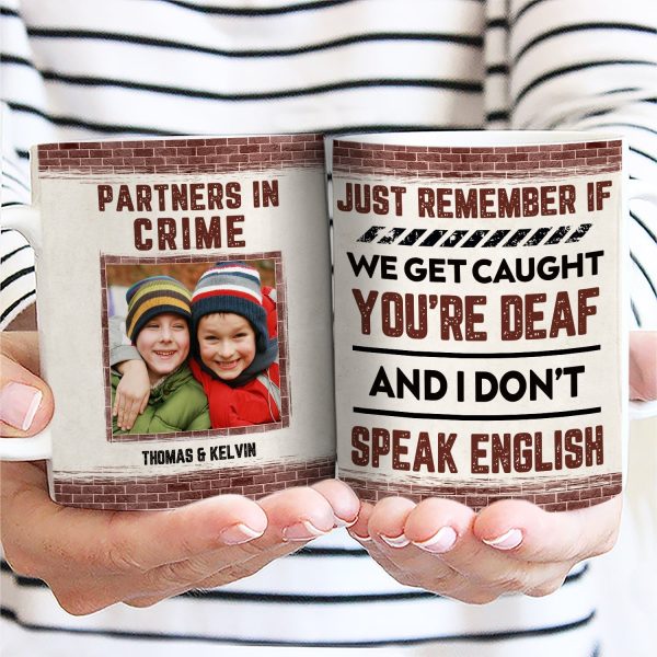 Custom Photo Bestie Sibling Partners In Crime - Personalized Custom White Edge-to-Edge Mug Custom Photo Bestie Sibling Partners In Crime - Personalized Custom White Edge-to-Edge Mug