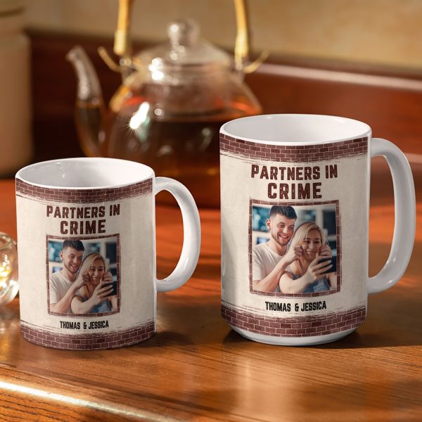 Custom Photo Bestie Sibling Partners In Crime - Personalized Custom White Edge-to-Edge Mug Custom Photo Bestie Sibling Partners In Crime - Personalized Custom White Edge-to-Edge Mug