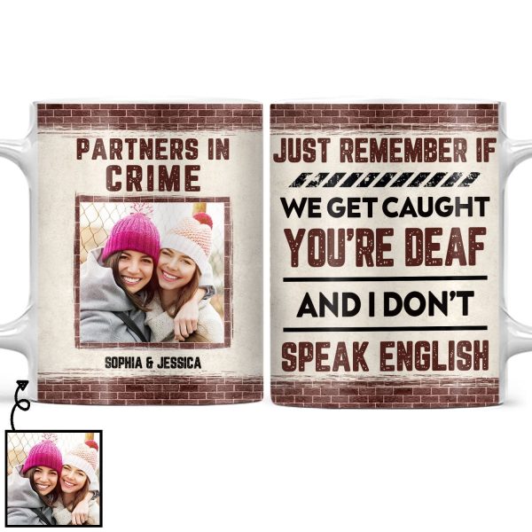 Custom Photo Bestie Sibling Partners In Crime - Personalized Custom White Edge-to-Edge Mug Custom Photo Bestie Sibling Partners In Crime - Personalized Custom White Edge-to-Edge Mug