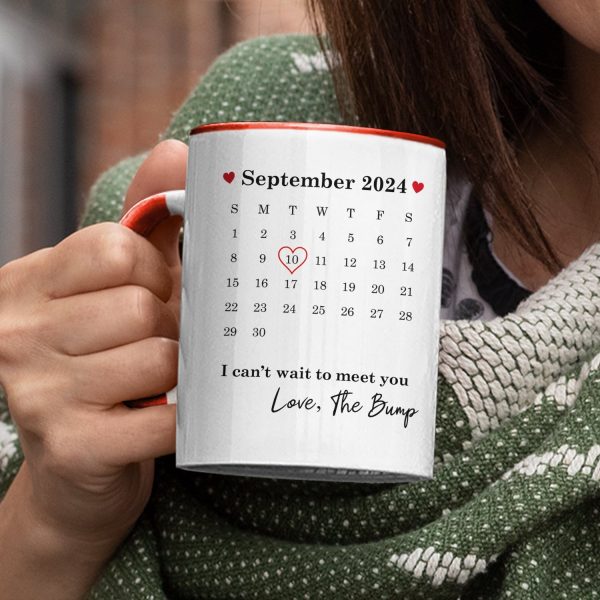 Custom Photo Calendar Can't Wait To Meet You - Gift For Mother, Father - Personalized Accent Mug Custom Photo Calendar Can't Wait To Meet You - Gift For Mother, Father - Personalized Accent Mug