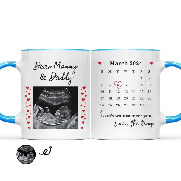 Custom Photo Calendar Can't Wait To Meet You - Gift For Mother, Father - Personalized Accent Mug Custom Photo Calendar Can't Wait To Meet You - Gift For Mother, Father - Personalized Accent Mug