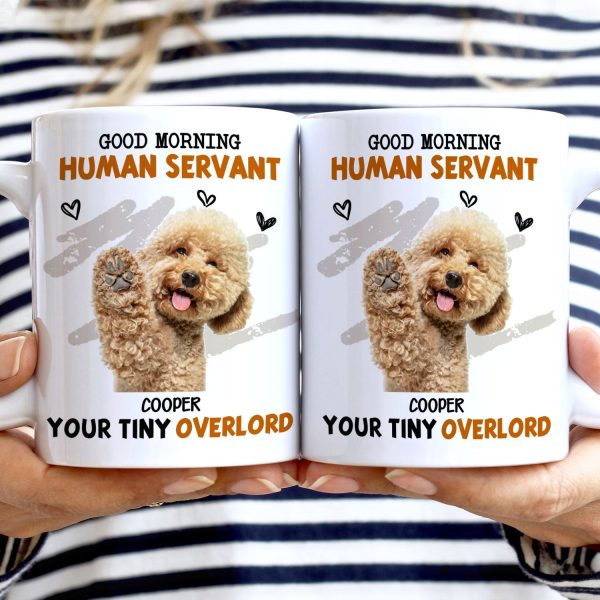 Custom Photo Cat Dog Good Morning Human Servant - Gift For Pet Lovers - Personalized White Edge-to-Edge Mug Custom Photo Cat Dog Good Morning Human Servant - Gift For Pet Lovers - Personalized White Edge-to-Edge Mug
