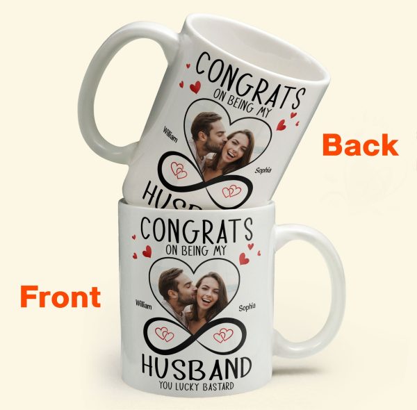 Custom Photo Congrats On Being My Husband - Personalized Ceramic Mug - Gift For Couple, Husband Wife NH96