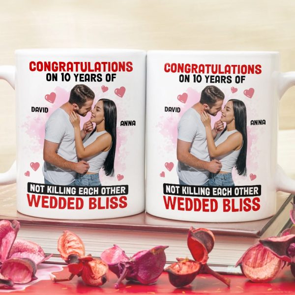 Custom Photo Congratulations On 10 Years Of Wedded Bliss - Personalized Ceramic Mug - Gift For Couple, Husband Wife, Anniversary Gift NA94 Custom Photo Congratulations On 10 Years Of Wedded Bliss - Personalized Ceramic Mug - Gift For Couple, Husband Wife, Anniversary Gift NA94