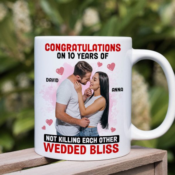 Custom Photo Congratulations On 10 Years Of Wedded Bliss - Personalized Ceramic Mug - Gift For Couple, Husband Wife, Anniversary Gift NA94 Custom Photo Congratulations On 10 Years Of Wedded Bliss - Personalized Ceramic Mug - Gift For Couple, Husband Wife, Anniversary Gift NA94