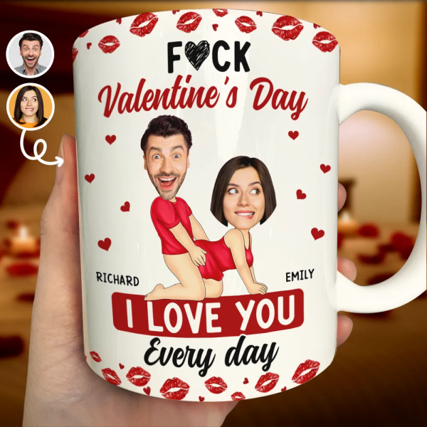 Custom Photo Couple I Love You Every Day - Personalized White Edge-to-Edge Mug Custom Photo Couple I Love You Every Day - Personalized White Edge-to-Edge Mug