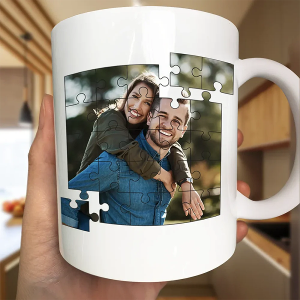Custom Photo Crossword Puzzle Couple Scrabble Name - Personalized Mug