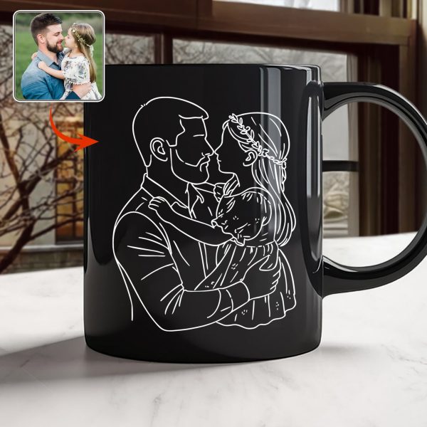 Custom Photo Dad With Kid Drawing Style Black Mug Gift For Birthday, For Dad HO82 894204 Custom Photo Dad With Kid Drawing Style Black Mug Gift For Birthday, For Dad HO82 894204
