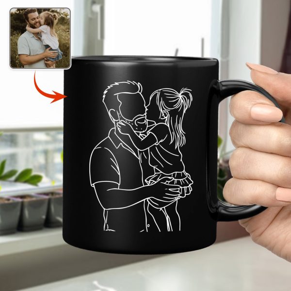 Custom Photo Dad With Kid Drawing Style Black Mug Gift For Birthday, For Dad HO82 894204 Custom Photo Dad With Kid Drawing Style Black Mug Gift For Birthday, For Dad HO82 894204