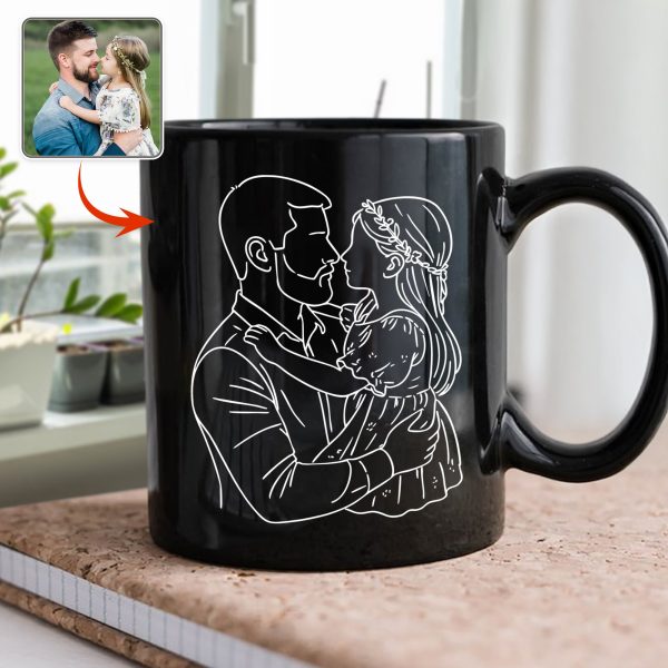 Custom Photo Dad With Kid Drawing Style Black Mug Gift For Birthday, For Dad HO82 894204 Custom Photo Dad With Kid Drawing Style Black Mug Gift For Birthday, For Dad HO82 894204