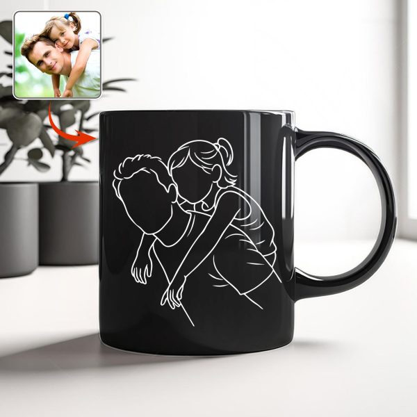 Custom Photo Dad With Kid Drawing Style Black Mug Gift For Birthday, For Dad HO82 894204 Custom Photo Dad With Kid Drawing Style Black Mug Gift For Birthday, For Dad HO82 894204