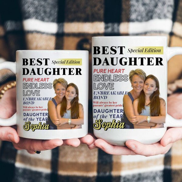 Custom Photo Daughter Of The Year Magazine - Personalized Photo Mug Custom Photo Daughter Of The Year Magazine - Personalized Photo Mug
