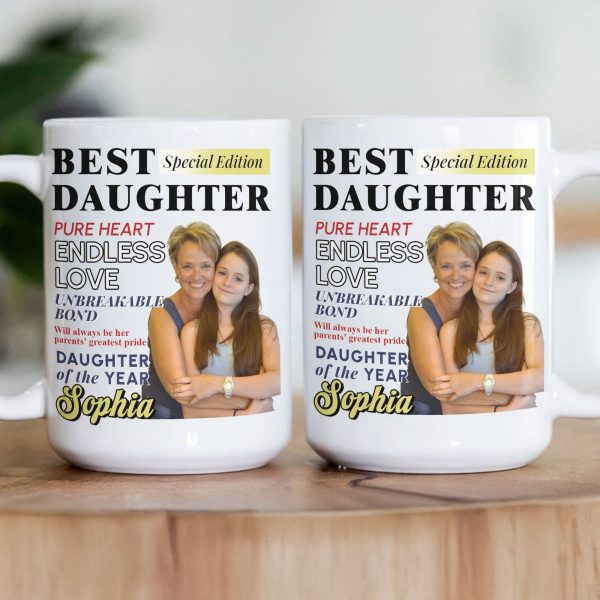Custom Photo Daughter Of The Year Magazine - Personalized Photo Mug Custom Photo Daughter Of The Year Magazine - Personalized Photo Mug