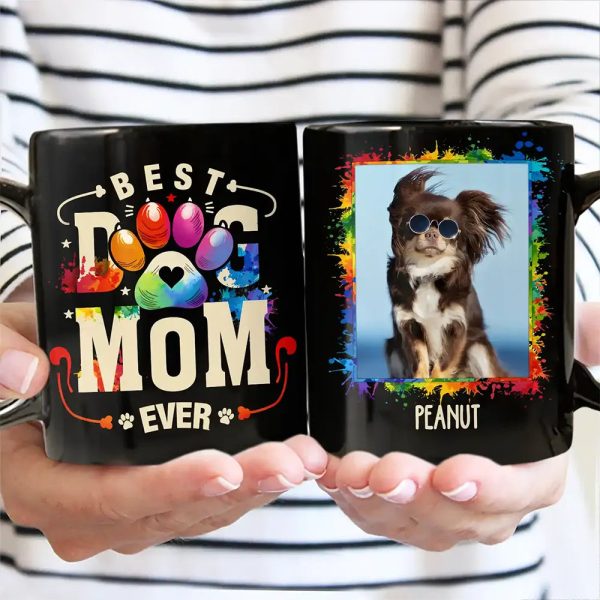Custom Photo Dog Cat Dad Mom - Personalized Black Mug Custom Photo Dog Cat Dad Mom - Personalized Black Mug