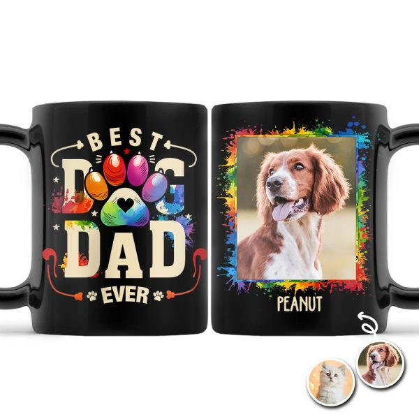 Custom Photo Dog Cat Dad Mom - Personalized Black Mug Custom Photo Dog Cat Dad Mom - Personalized Black Mug