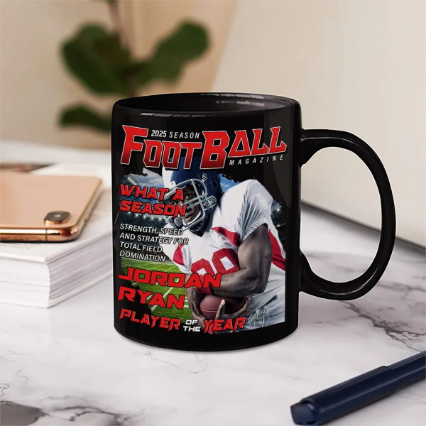 Custom Photo Football Magazine - Personalized Mug Custom Photo Football Magazine - Personalized Mug