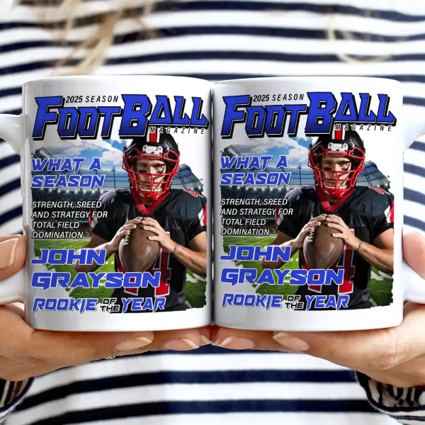 Custom Photo Football Magazine - Personalized Mug Custom Photo Football Magazine - Personalized Mug