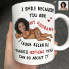 Custom Photo Fun Face I Smile Because You Are My Husband - Personalized Mug Custom Photo Fun Face I Smile Because You Are My Husband - Personalized Mug