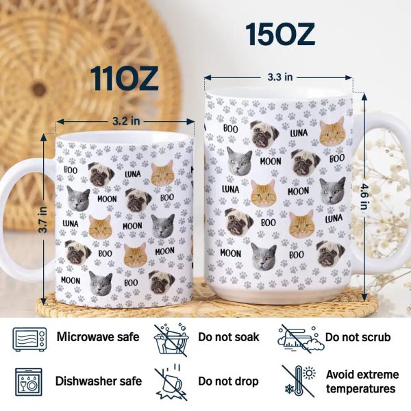 Custom Photo Funny Pet Face Pattern Dog Cat Family - Personalized White Edge-to-Edge Mug Custom Photo Funny Pet Face Pattern Dog Cat Family - Personalized White Edge-to-Edge Mug