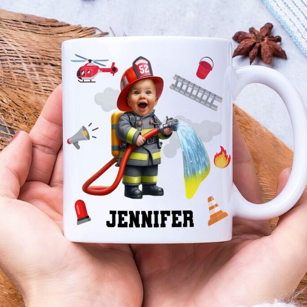 Custom Photo Gifts For Kid Firefighter Coffee Mug 05ohti061224 Custom Photo Gifts For Kid Firefighter Coffee Mug 05ohti061224