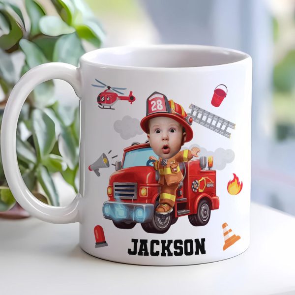 Custom Photo Gifts For Kid Firefighter Coffee Mug 05ohti061224 Custom Photo Gifts For Kid Firefighter Coffee Mug 05ohti061224