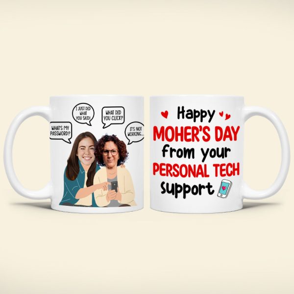 Custom Photo Gifts For Mom Coffee Mug Happy Mother's Day From Your Personal Tech Support Funny Gifts