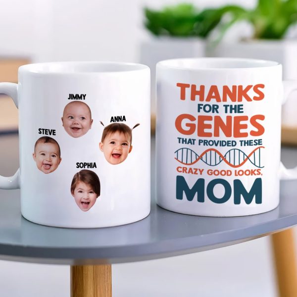 Custom Photo Kid, Good Looks, Mom, Personalized Mug, Gift For Mother Custom Photo Kid, Good Looks, Mom, Personalized Mug, Gift For Mother