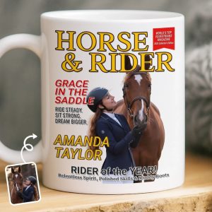 Custom Photo Magazine Mug - Personalized Christmas Birthday Gifts For Men and Women, Horse Lovers - Grace In The Saddle