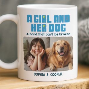 Custom Photo Mug - Personalized Christmas Birthday Gifts For Dog Cat Lovers, Dog Dad And Mom, Cat Owners - Little Girl, Big Love