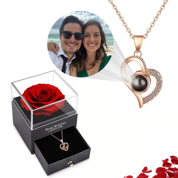 Custom Photo Projection Heart Necklace Gift Set Custom Photo Projection Heart Necklace Gift Set