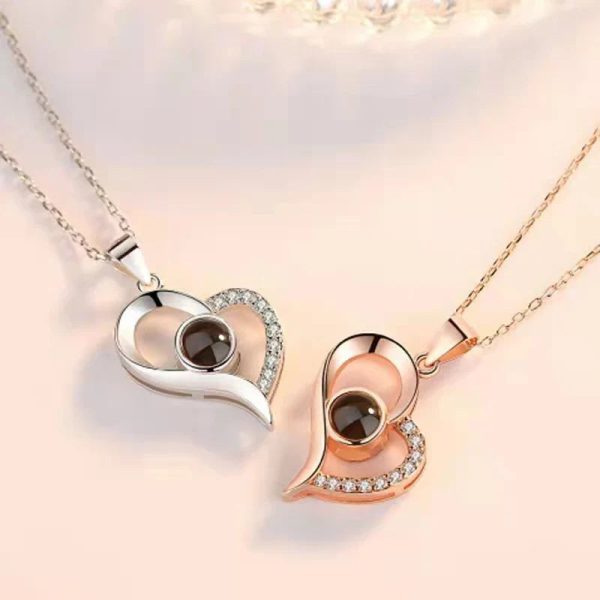 Custom Photo Projection Heart Necklace Gift Set Custom Photo Projection Heart Necklace Gift Set