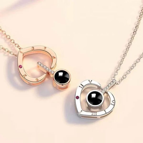 Custom Photo Projection Heart Necklace Gift Set Custom Photo Projection Heart Necklace Gift Set