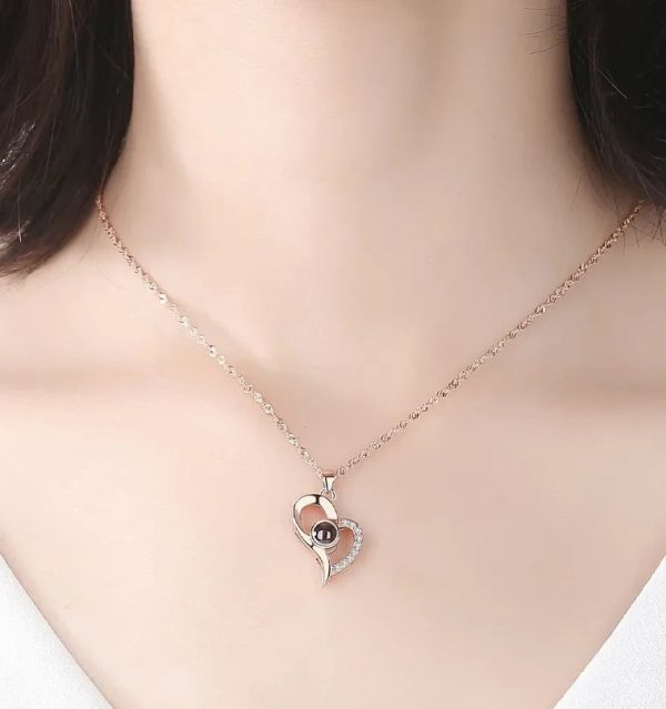Custom Photo Projection Heart Necklace Gift Set Custom Photo Projection Heart Necklace Gift Set