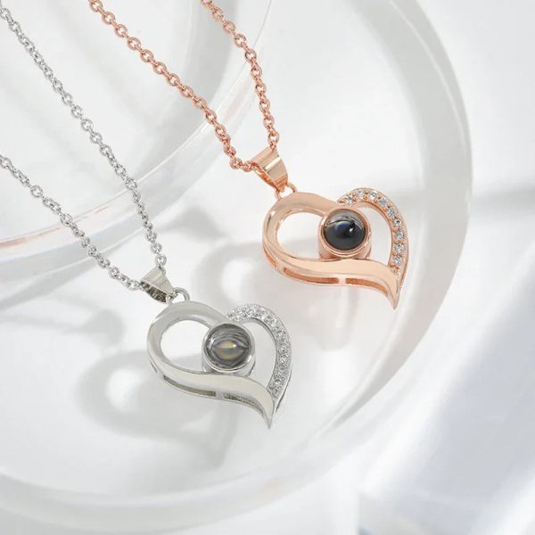 Custom Photo Projection Heart Necklace Gift Set Custom Photo Projection Heart Necklace Gift Set
