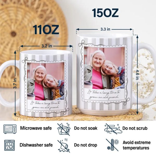 Custom Photo Right In The Throat Besties Stripe Style - Personalized White Edge-to-Edge Mug Custom Photo Right In The Throat Besties Stripe Style - Personalized White Edge-to-Edge Mug