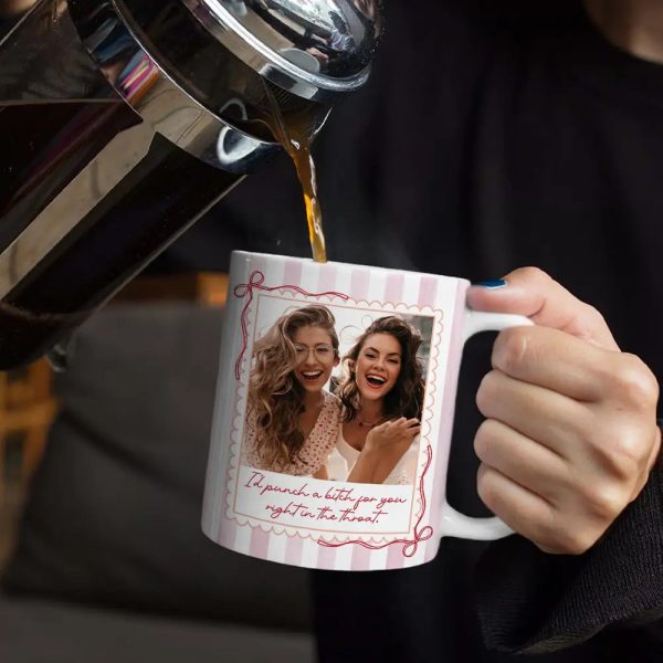 Custom Photo Right In The Throat Besties Stripe Style - Personalized White Edge-to-Edge Mug Custom Photo Right In The Throat Besties Stripe Style - Personalized White Edge-to-Edge Mug