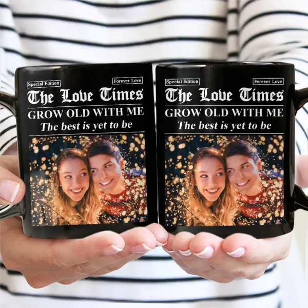 Custom Photo The Love Times Newspaper Theme - Personalized Mug Custom Photo The Love Times Newspaper Theme - Personalized Mug