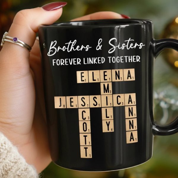 Custom Scrabble Black Mug - Personalized Christmas Birthday Gifts For Brother, Sister - Family Spelled In Joy Custom Scrabble Black Mug - Personalized Christmas Birthday Gifts For Brother, Sister - Family Spelled In Joy