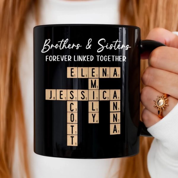 Custom Scrabble Black Mug - Personalized Christmas Birthday Gifts For Brother, Sister - Family Spelled In Joy Custom Scrabble Black Mug - Personalized Christmas Birthday Gifts For Brother, Sister - Family Spelled In Joy