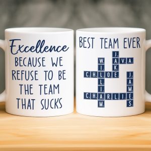 Custom Scrabble Mug - Personalized Birthday Gifts For Coworker, Work Bestie - Building Great Days Together Here