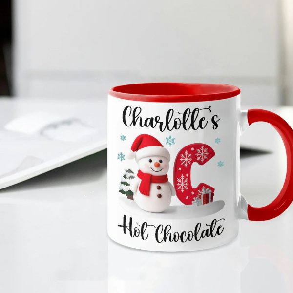 Custom Snowman Initial White Ceramic Mug for Hot Chocolate & Morning Coffee Festive Personalized Christmas Gift, Fun and Cute Winter Present Custom Snowman Initial White Ceramic Mug for Hot Chocolate & Morning Coffee Festive Personalized Christmas Gift, Fun and Cute Winter Present