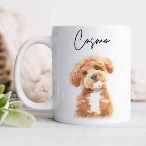 Custom Watercolor Dog Cat Pet Photo White Mug HA75 891802
